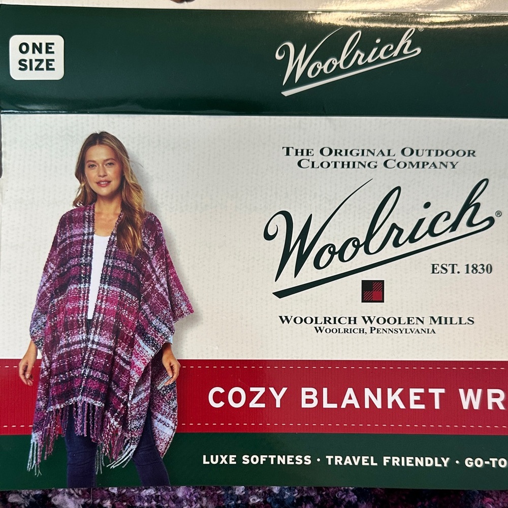 Woolrich Plaid Blanket Wrap  Purple Plaid